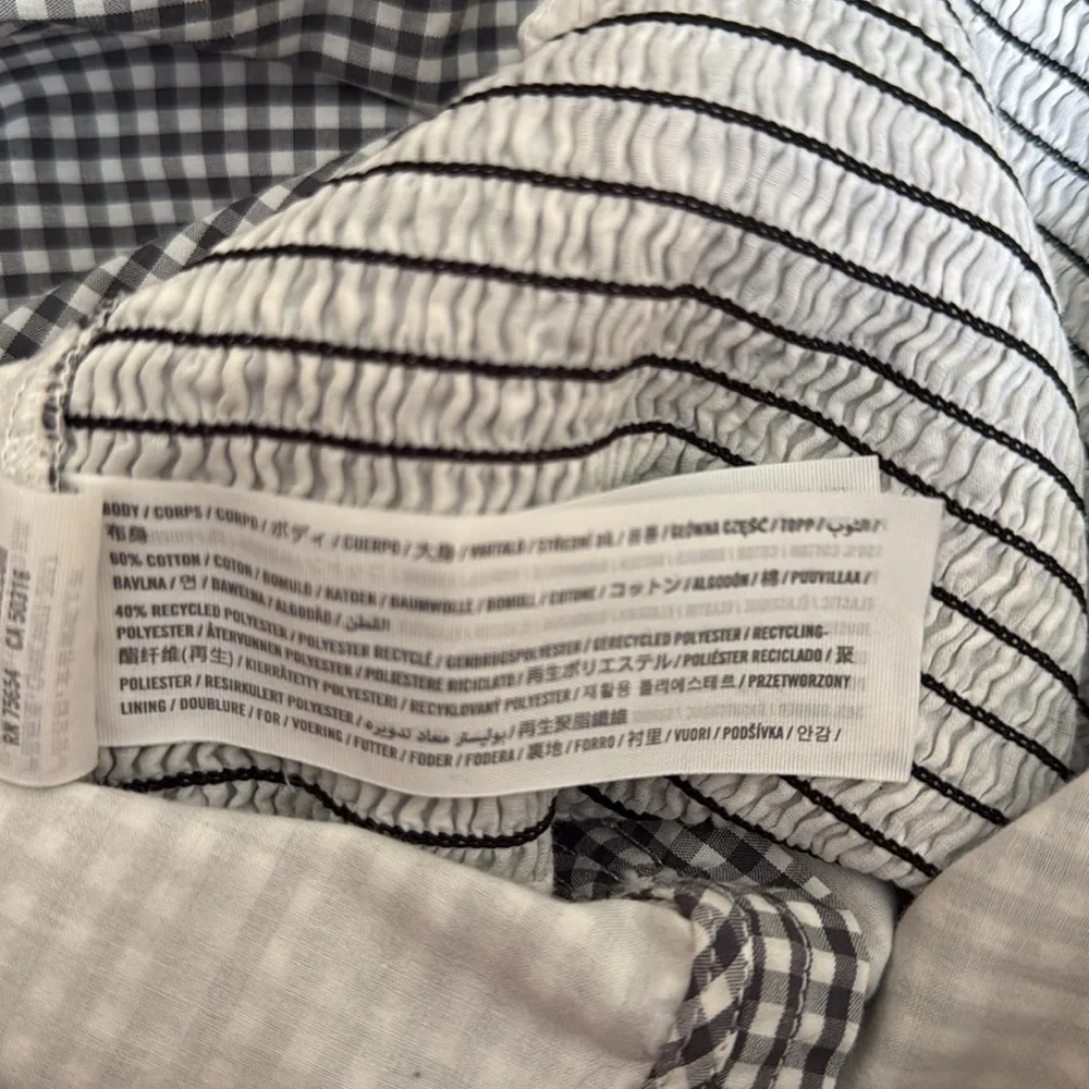 Abercrombie & Buffalo Plaid Black and White Gingham Puff Sleeve Crop Top XS EUC